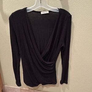Heimious woman's black wrap sweater